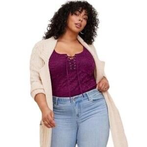 Torrid Purple Lace-up Bodysuit Sleeveless Womens 2X
